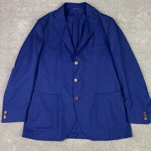 Gabo Napoli Wool Blazer Sport Coat Men's 44R Fits like 42S Blue Lightweight Wool